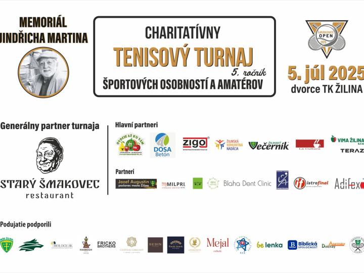 Charitatívny tenisový turnaj ŠMAKOVEC OPEN zavíta do Žiliny.