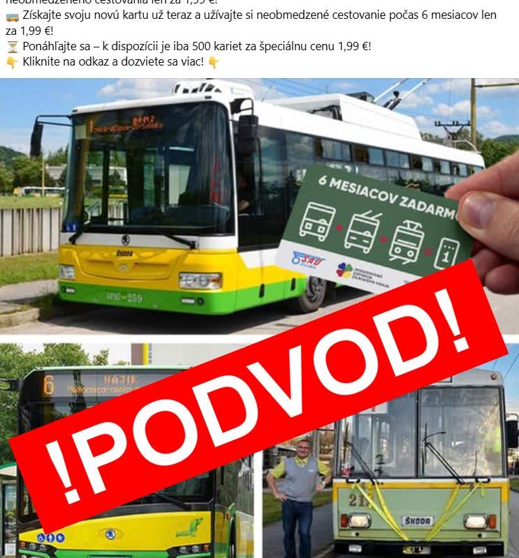 Nenechajte sa oklamať podvodnou stránkou sľubujúcou bezplatnú dopravu.