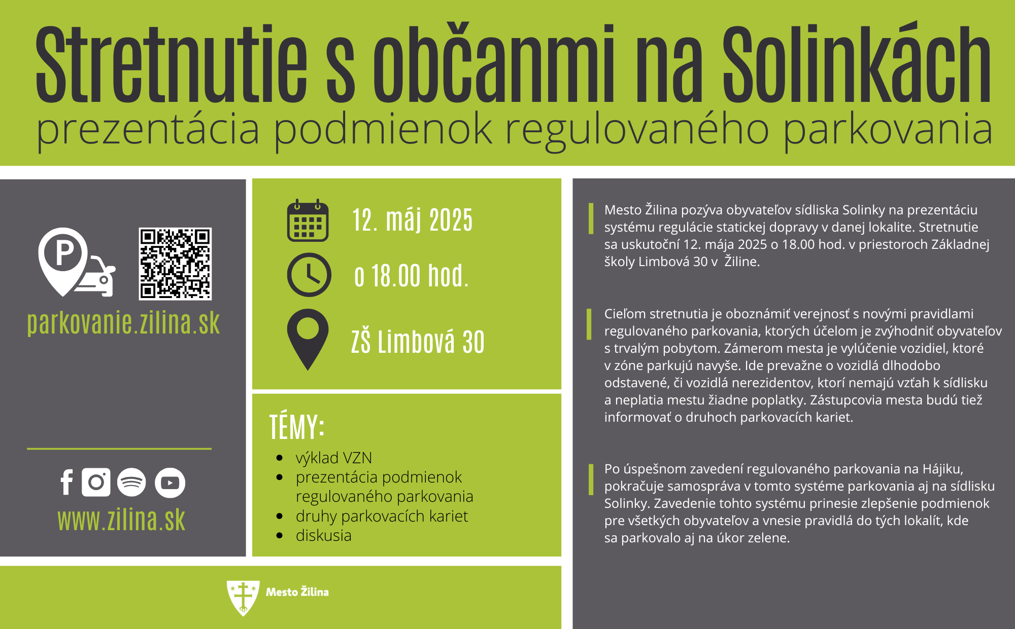 Stretnutie s občanmi Soliniek: prezentácia podmienok regulovaného parkovania