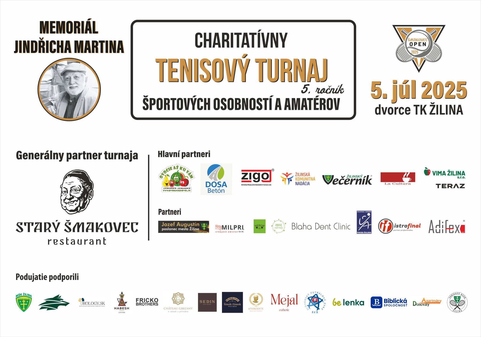 Charitatívny tenisový turnaj ŠMAKOVEC OPEN zavíta do Žiliny.